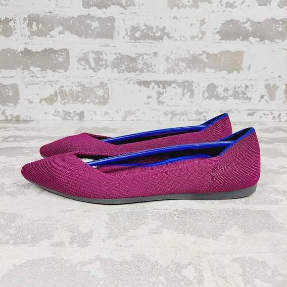 New Rothy's The Flat Burgundy Knit Pointy Toe Slip On Loafers W29
